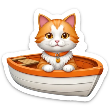 Cat riding a boat sticker