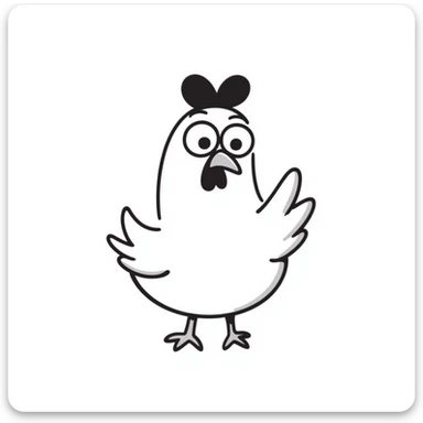 A goofy chicken with big eyes and a surprised expression sticker