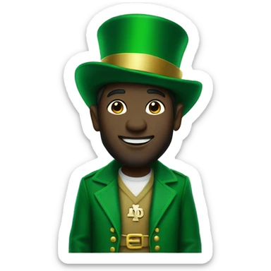 Human wearing a Notre dame leprechaun outfit sticker