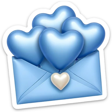 dark blue love letter in pastel blue and perl metallic heart-shaped balloons sticker