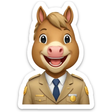 Laughing horse who is a smart bank clerk but laughing sticker