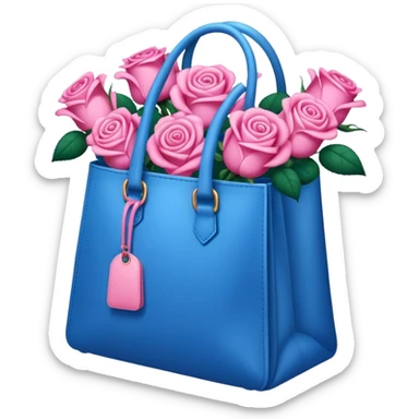 A blue bag full of rose that's colored pink sticker