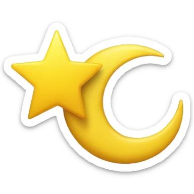 yellow star hanging from end of yellow crescent moon sticker