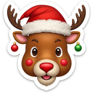 Christmas reindeer face with christmas accessories sticker