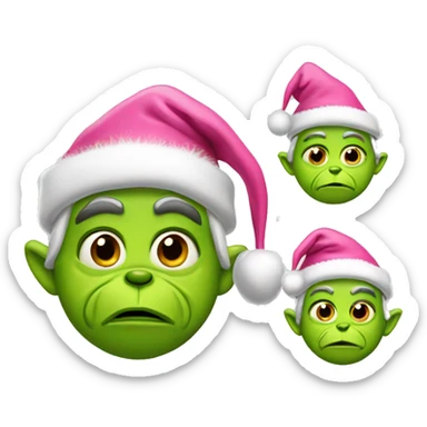 Grinch with pink Santa hat sticker