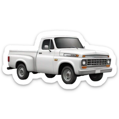 old white pick up truck with a tree in the trunk sticker