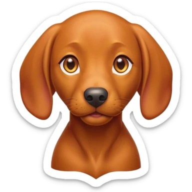 Cinematic Cute Vizsla Portrait Emoji, Head tilted playfully and inquisitively, featuring a sleek rust and gold Fur with a natural sheen, round, sparkling amber eyes filled with curiosity, Simplified yet irresistibly adorable features, highly detailed, glowing with a warm, friendly glow, high shine, affectionate and spirited, stylized with a touch of whimsy, bright and endearing, soft glowing outline, capturing the essence of a mischievous yet loving companion, so playful it feels like it could dash out of the screen and into your arms! sticker