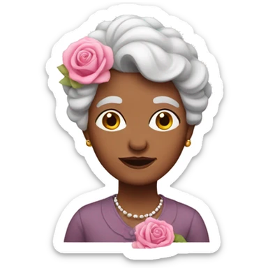 Pink granny with pink hair and roses sticker