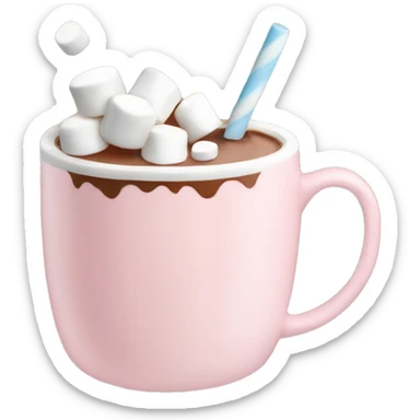 Light Pink mug of hot chocolate with marshmallows  sticker