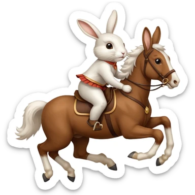 Exciting rabbit galloping on horse sticker