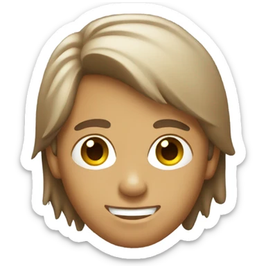 tanned skinny boy with a brown mullet  sticker