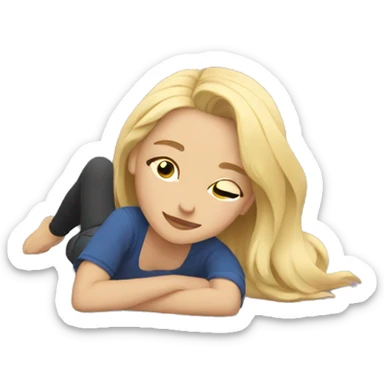 Blonde girl laying on floor  sticker