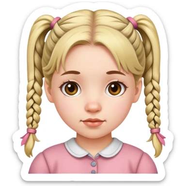 Cute young girl with pigtails sticker