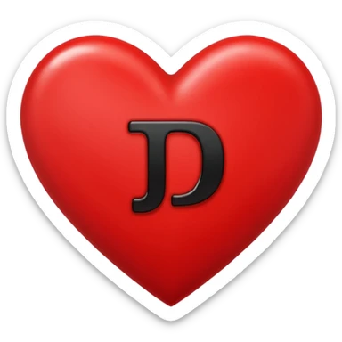 Un corazón grande rojo con la letra" J" en negra y en  mayúscula y en el centro  sticker