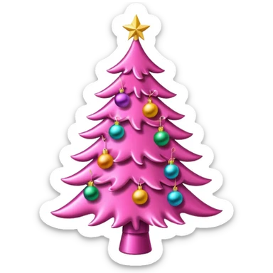 Pink Christmas tree sticker