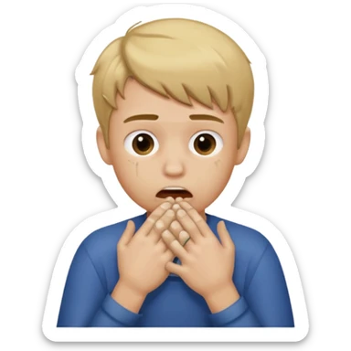 boy with dirty blonde hair choking himself with two hands sticker