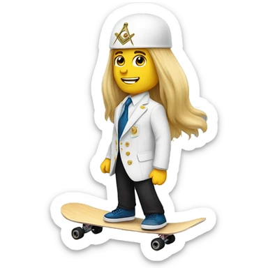 Freemason white with long hair skateboarding sticker