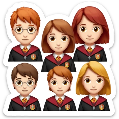 harry potter, ronald weasley and hermione granger in gryfinndor uniform sticker