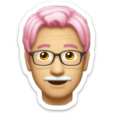 pinkhair-middleage-man-japanese-spectacle sticker