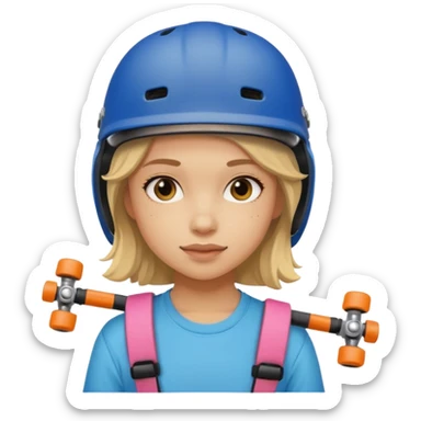skateboarder girl mugshot with helmet sticker