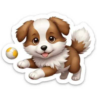 puppy chasing a ball sticker