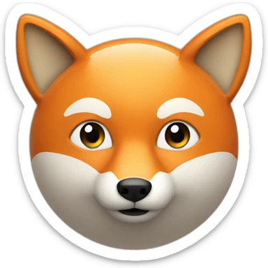 3d sphere with a cartoon fox with big calm eyes sticker