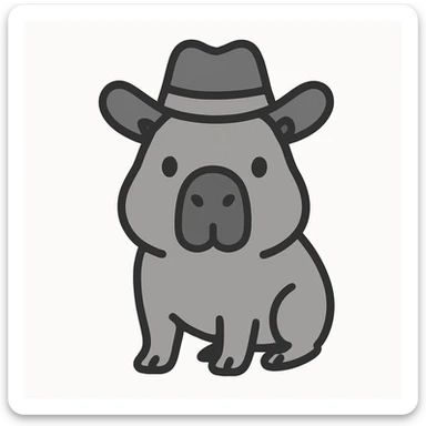 capibara with cowboy hat, minimalist style sticker