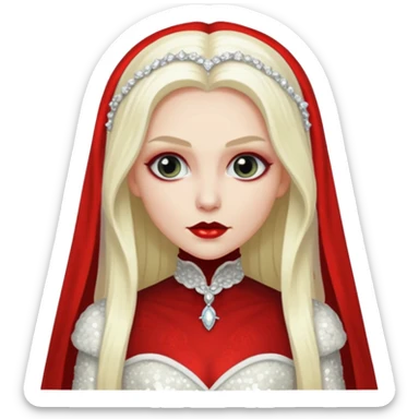 Bride of Dracula with long platinum blonde hair, ivory sequin outfit sticker