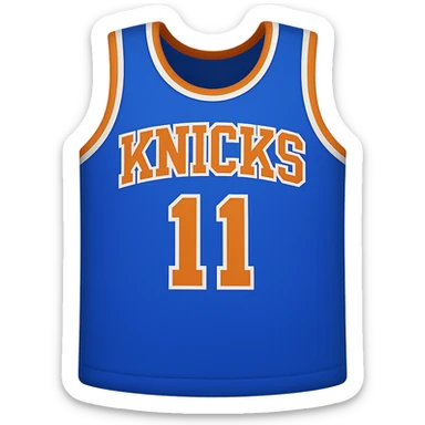 new york knicks basketball jersey featuring the number 11, ios emoji style sticker