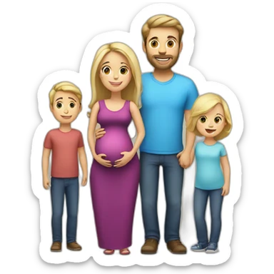 Family;brunet-dad,blonde-haired-mother-who-is-pregnant,blonde-haired- two years old-boy sticker