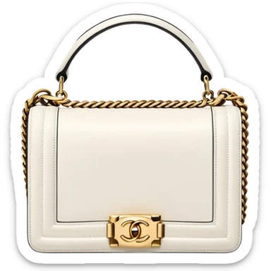 chanel le boy plain white bag gold hardware sticker