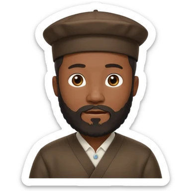 black Chinese man with a beard and a Jewish look, standing sticker