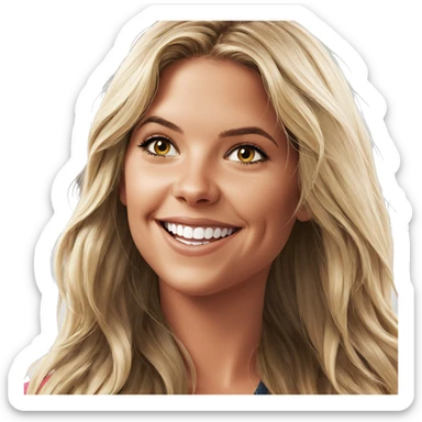 smiling girl with long blonde hair sticker