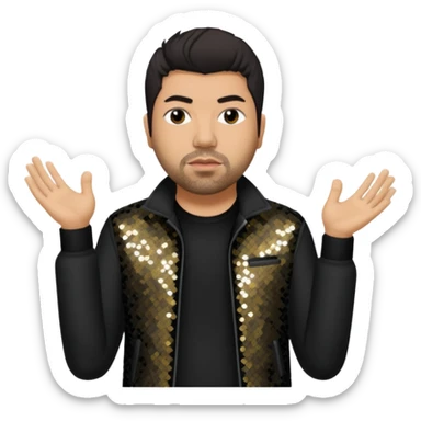 Chino Moreno from Deftones with dark brown hair, light skin, black sequin outfit sticker