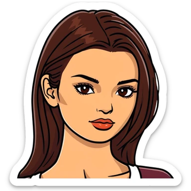 Emily Ratajkowski, beautiful fashion model with brown eyes, long brown hair, defined cheekbones sticker