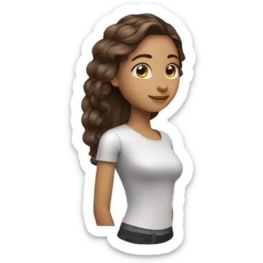 Una robot femenina cabello lacio medio largo color marrón oacuro sticker