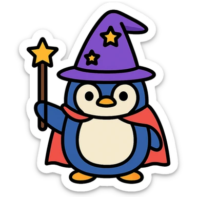 A penguin wizard sticker