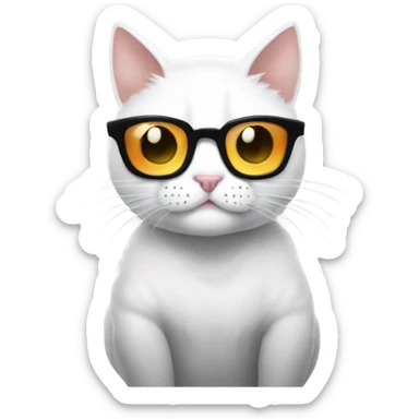 gato blanco parecido al gato de gojo  personaje de jujutsu kaisen con lentes de sol sticker