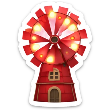 The moulin rouge cabaret in Paris. It’s a red 4-winged windmill with a red base and cabaret lights  sticker