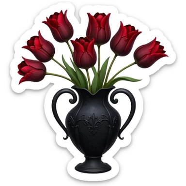 goth tulip bouquet, wilted flowers, gothic vase sticker