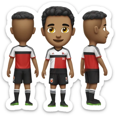 Crie um emoji de galinhas fugindo de uma partida de futebol, as galinhas tem que está vestindo uniforme vermelho e preto  sticker