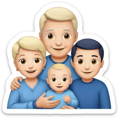 Baby boy and parents with grandpa and granny sticker
