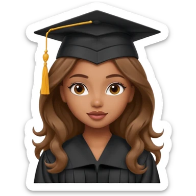 a pretty bratz brown girl with long wavy hair graduating sticker