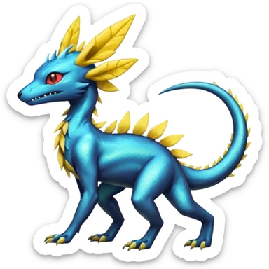 Shiny Iridescent Helioptile-Salandit-Jolteon-Fakémon-hybrid-creature (full body)  sticker