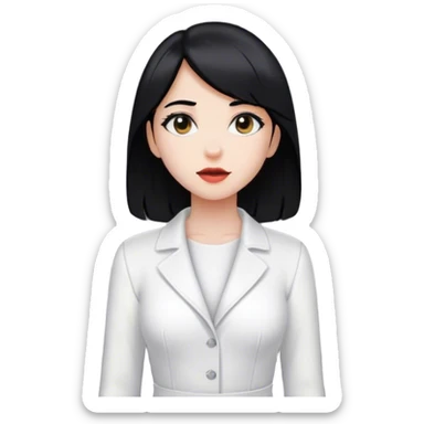 Girl with black hair white going down elevator  sticker