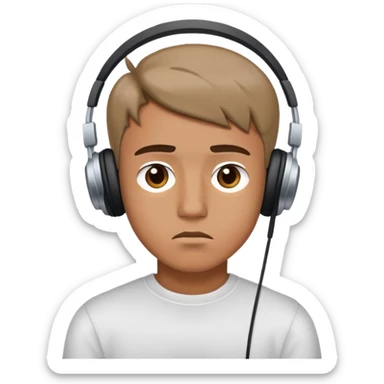 haz a un chico guapo escuchando musica mientras hace mala cara sticker