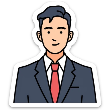 Asian businessman in suit, professional persona sticker