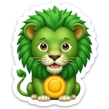 Majestic green lion eating sun sticker