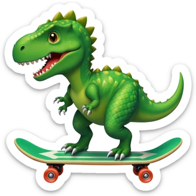 Dinosaur and skateboard emoji combination sticker
