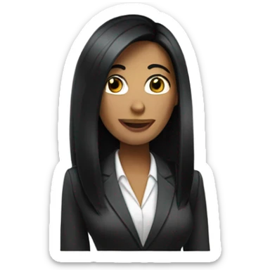 business woman long straight black hair sticker
